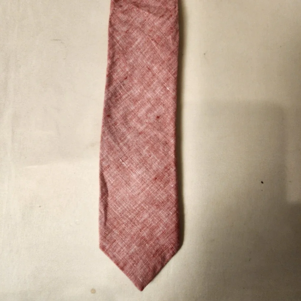 J.Crew Mens Tie 100% Linen Faded Orange Coral Salmon Handmade In USA Summer 58